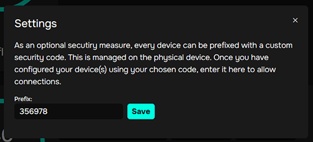 Settings modal